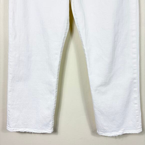 Levi's Premium Denim White High Waisted Ribcage Straight Ankle Jeans - Picture 6 of 12